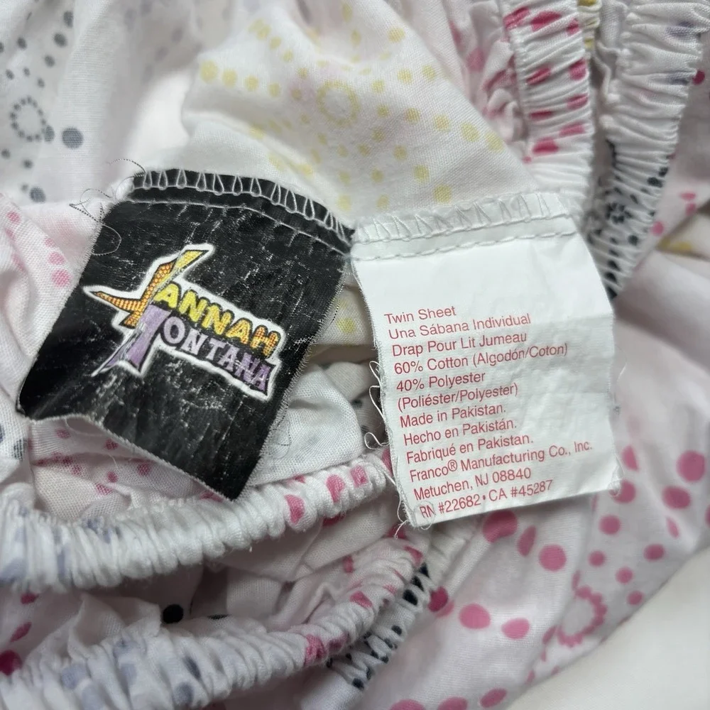 Hannah Montana Disney Twin Fitted Sheet Starburst Pattern Cotton Blend Fabric